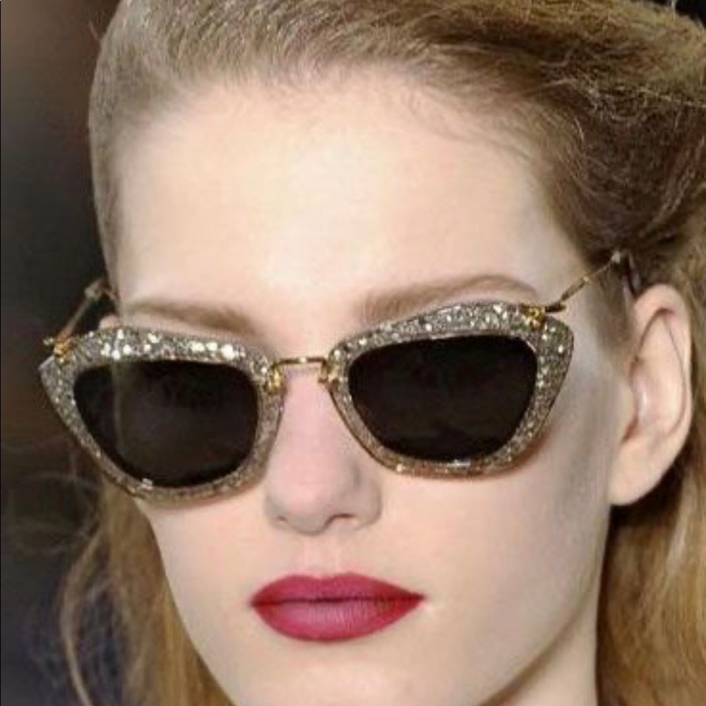 New Miu Miu Noir Glitter Sunglasses - Cat Eye